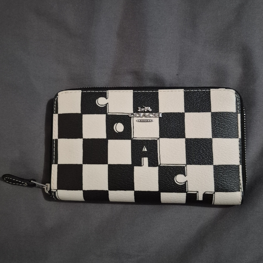 Coach Checkered Black and White Wallet